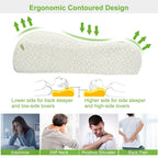 S-L Size Options -- 1Pc Bamboo Memory Foam Sleep Pillow Contoured